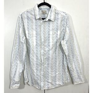 Carbon 2 Cobalt  Button Down‎ Shirt Mens M Cotton Striped Long Sleeve Pockets